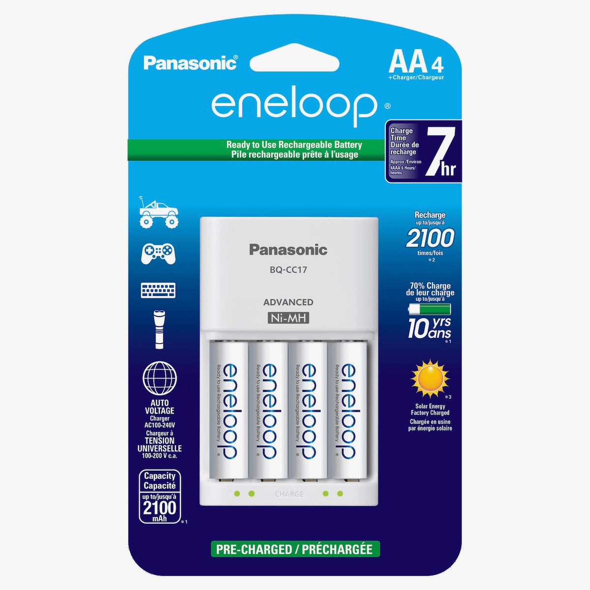 Panasonic BQ-CC17 Charger With 4 AA Batteries