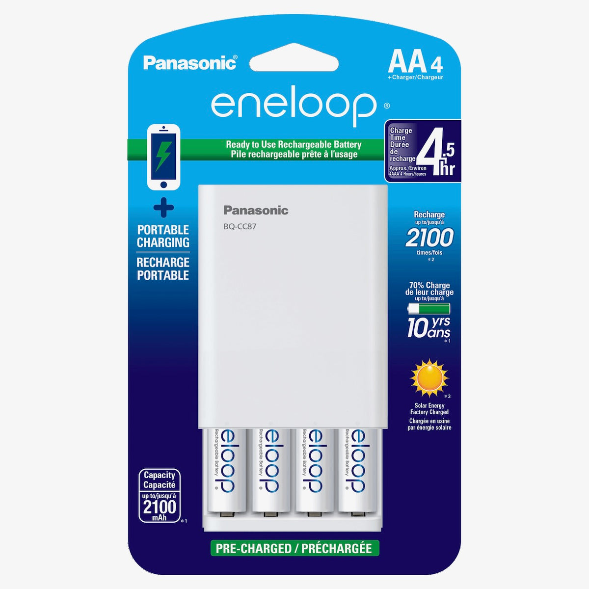 Panasonic BQ-CC87 Charger With 4 AA Batteries