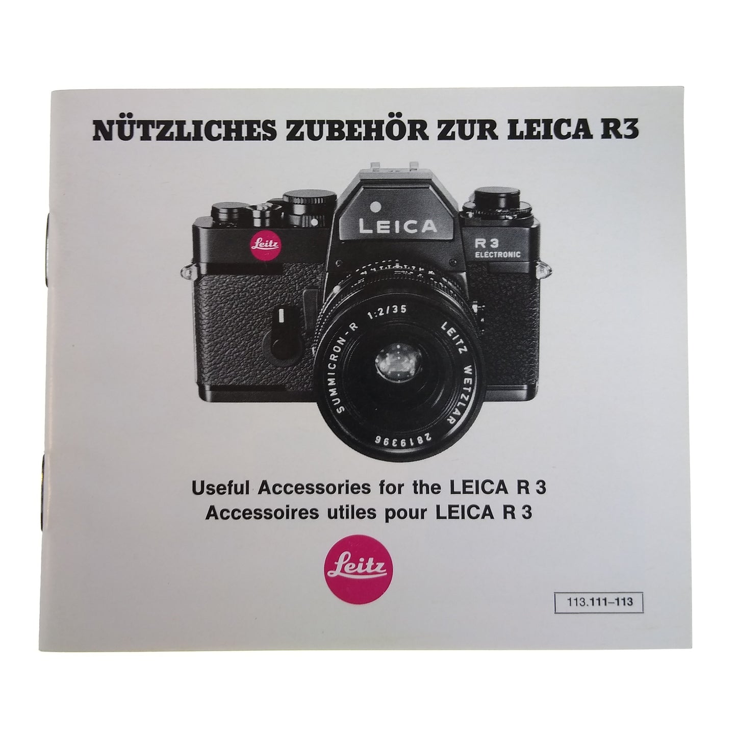 Leica R3 Accessories Brochure.