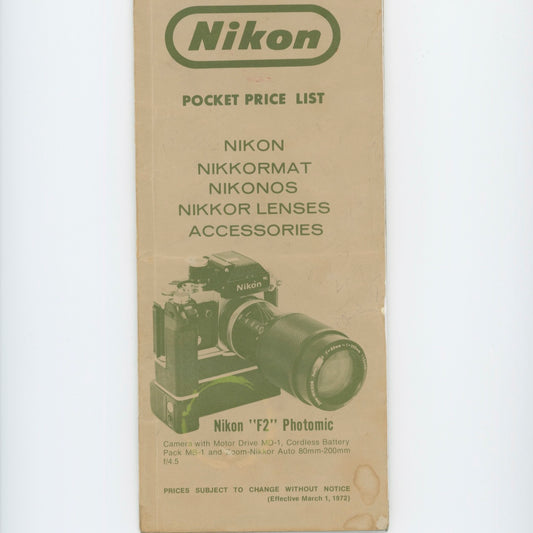 Nikon Pocket Price List.